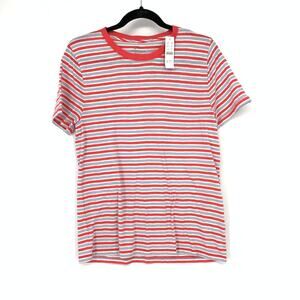 J.Crew Vintage Cotton Short Sleeve T-Shirt Womens Size M Red Gray White Striped